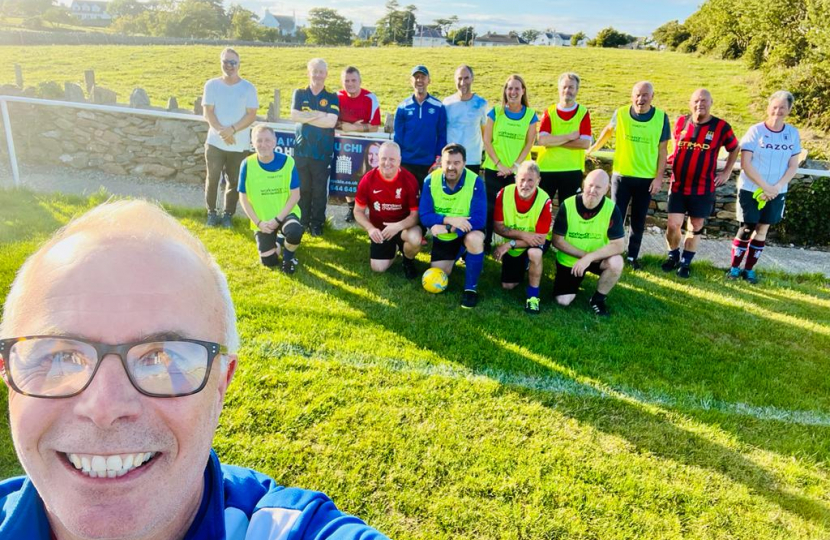 Virginia with the Amlwch Walking Football Team