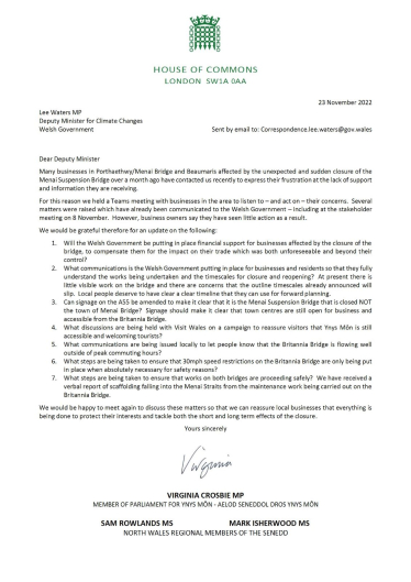 Letter to Lee Waters MS